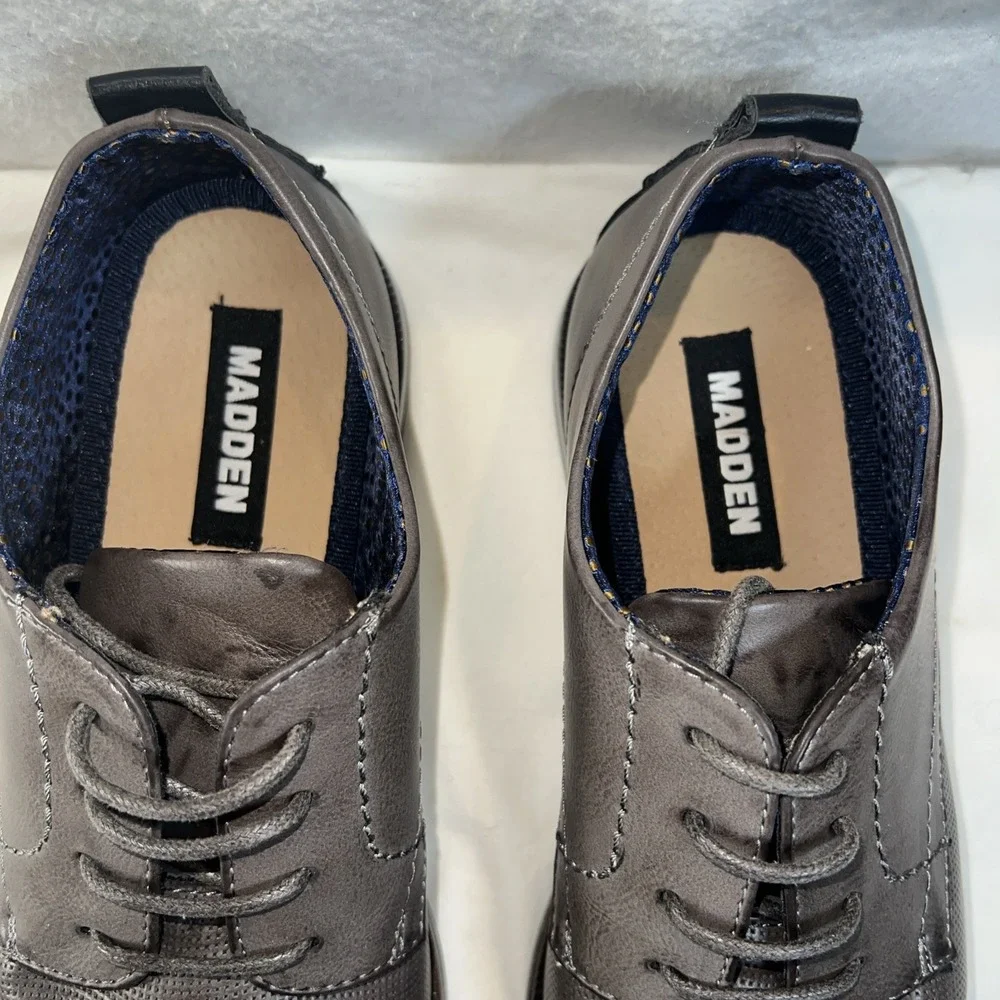 Steve Madden Saben Oxfords Hamis Gray Faux Leather Career Formal Mens Sz 8.5